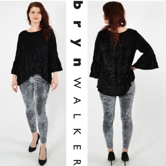 bryn walker Fran shirt top XS black Italian crushed velvet hi low ruffle $168 - Picture 1 of 8